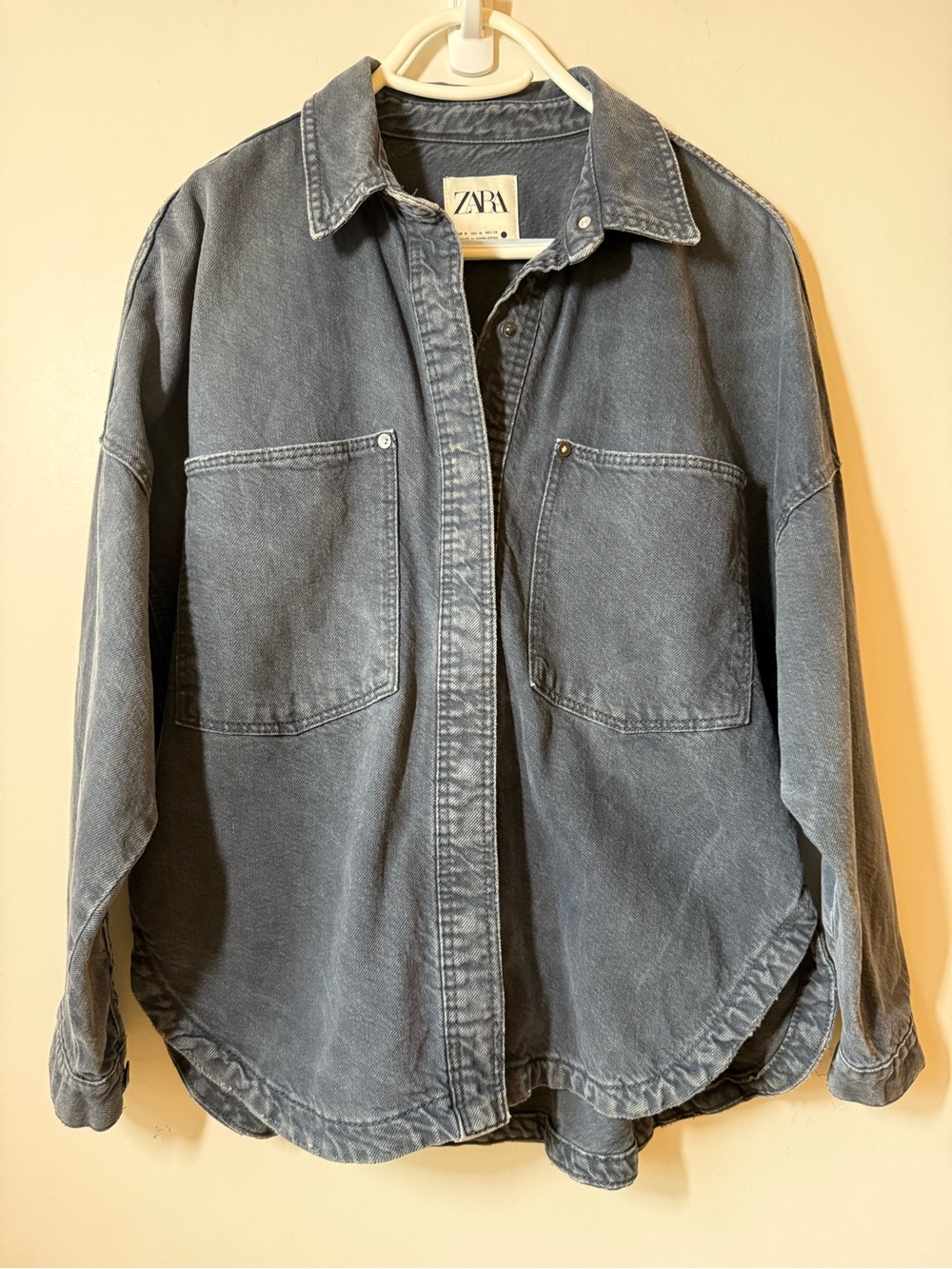 Zara Washed Gray thick cotton utility shirt or jacket button up